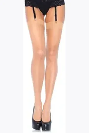 Leg Avenue Strapsstrümpfe Straps-Strümpfe Fein-Strümpfe - beige (1-Paar) transparent beige|weiß