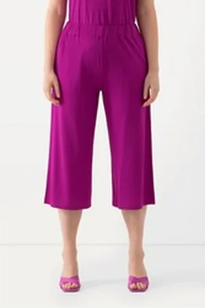 Ulla Popken Culotte Slinky-Culotte wadenlang weites Bein Elastikbund lila 42/44