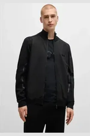 HUGO BOSS Bomberjacke Zhino mit Markenlabel schwarz S