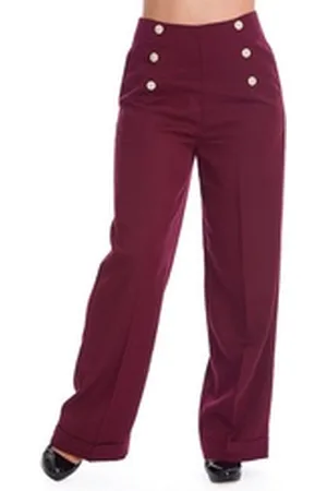 Banned Retro Marlene-Hose Retro Adventures Ahead Burgunder Vintage Trousers 40er Jahre Stil rot XL