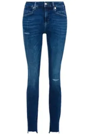 HUGO BOSS ORANGE Regular-fit-Jeans Jackie Mid Rise Mid Waist, mittlere Leibhöhe Premium Denim Jeans mit Destroyed-Effekten blau 30