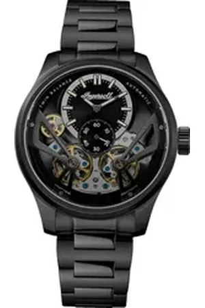 INGERSOLL 1892 Quarzuhr Herrenuhr Edelstahl schwarz, (Analoguhr), Herren Armbanduhr rund, Edelstahlarmband schwarz, Sport schwarz