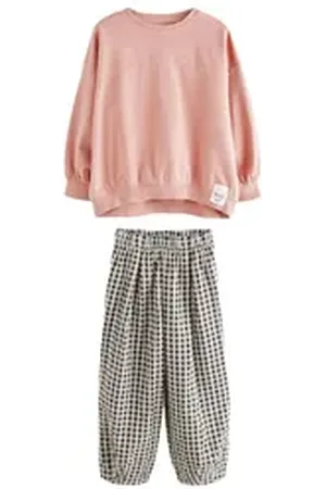 Next Sweatanzug Sweatshirt und Hose mit Barrel-Bein im Set (2-tlg) braun 140 (10 J.)