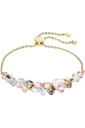 COEUR DE LION Armband Schmuck Geschenk Edelstahl Dancing Crystals Würfelkette, 4639/30, Made in Germany - mit Swarovski® Kristall gelb|goldfarben|rosa