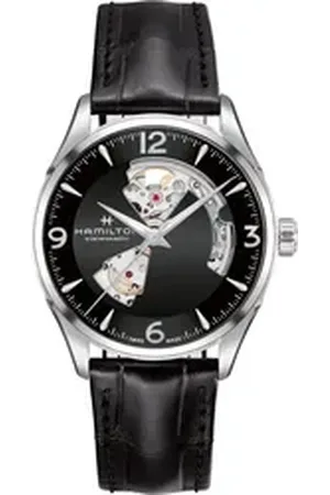 Hamilton Automatikuhr Jazzmaster Open Heart Herren Automatikuhr, Durchbrochenes Ziffernblatt schwarz