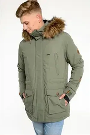 CNSRD Funktionsparka TRAVIS PARKA OS MEN mit hochschließendem Kragen und Kapuze grün L