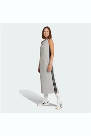 adidas Sportswear Maxikleid ESSENTIALS 3-STREIFEN LONG RACERBACK KLEID grau XS