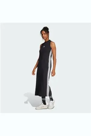 adidas Sportswear Maxikleid ESSENTIALS 3-STREIFEN LONG RACERBACK KLEID grau 2XS
