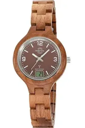 Master Time Quarzuhr Funk Specialist Wood Damenfunkuhr braun