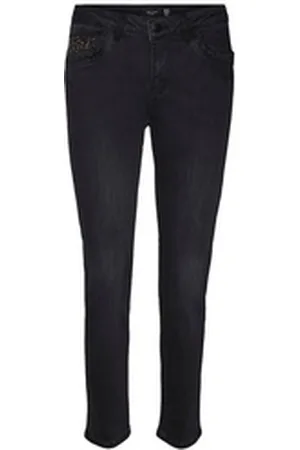 VERO MODA Tapered-fit-Jeans YOURS (1-tlg) Pailletten schwarz S