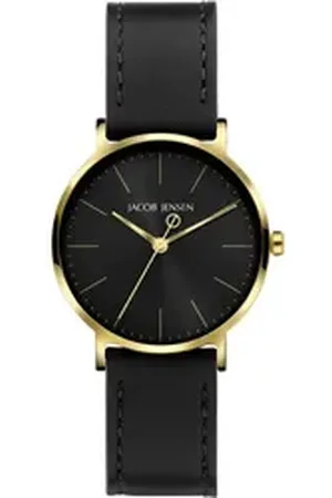 Jacob Jensen Titanuhr Damen Armbanduhr TIMELESS NORDIC 175 goldfarbend D. 32 mm schwarz