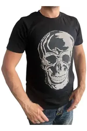 Aaron Bane Kurzarmshirt Totenkopf T Shirt Glitzer Skull tshirt mit Strass Steinchen XS-XL Totenkopf mit Strass S
