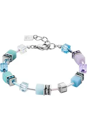 COEUR DE LION Armband Schmuck Geschenk Edelstahl GeoCUBE® Würfelkette, 2838/30, Made in Germany - mit Swarovski® Kristall, Strassstein, Schmucksteinen blau|schwarz