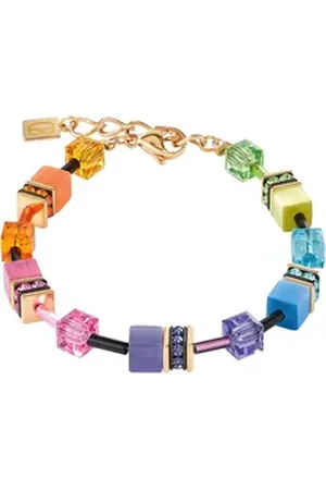 COEUR DE LION Armband Schmuck Geschenk Edelstahl GeoCUBE® Würfelkette, 2838/30, Made in Germany - mit Swarovski® Kristall, Strassstein, Schmucksteinen blau|bunt|gelb|goldfarben|grün|lila|schwarz
