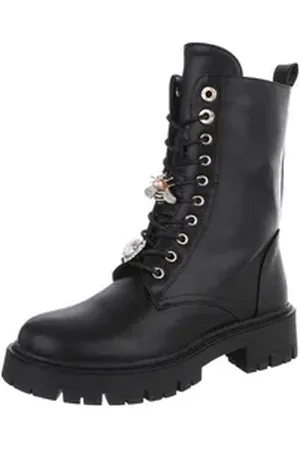 Ital-Design Damen Schnürschuhe Schnürstiefelette (87118104) Blockabsatz Plateaustiefeletten in Schwarz schwarz 40 EU