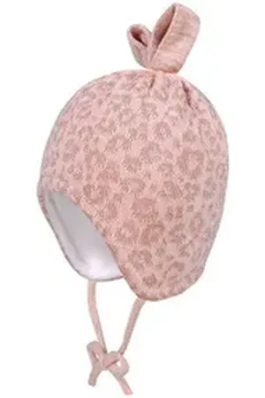maximo Strickmütze Baby Bindemütze Leo Glitzer rosa 37
