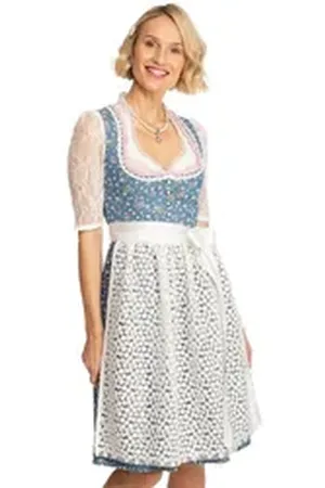 Alpenfee Dirndl Midi Dirndl 2tlg. 60 cm UTA blau 32