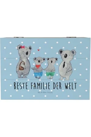 Mr. & Mrs. Panda Dekokiste Koala Familie zwei 22 x 15 cm - Blau Pastell - Geschenk, Papa, Bruder (1 St), Schöne Sprüche blau 22 cm x 15 cm x 12 cm