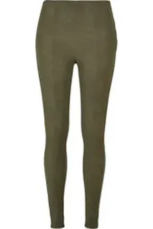 Urban classics Leggings Damen Ladies Washed Faux Leather Pants (1-tlg) grün L