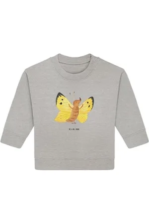 Mr. & Mrs. Panda Longpullover Schmetterling Zitronenfalter 12. - 18. Monat - Heather Grey - Geschen (1-tlg) grau 12. - 18. Monat