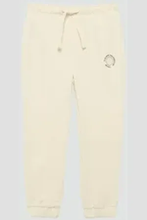 QS by s.Oliver Leggings Unisex Jogginghose aus Sweat mit kleinem Print-Detail Durchzugkordel beige 92