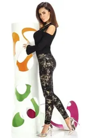 Basbleu Leggings mit Leopardenmuster, Damen Leggins Hose Jeggings schwarz M (36/38)