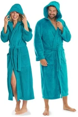 Aqua Bademantel Saunamantel Coral Fleece Kapuze für Sie&Ihn Malibu XXL türkis, Polyester blau XXL