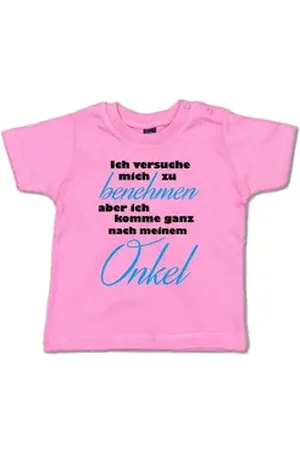 G-graphics T-Shirt Ich versuche mich zu benehmen, aber ich komme ganz nach meinem Onkel Baby T-Shirt mit Spruch als Geschenk für/von Tante & Onkel rosa 18-24 Monate