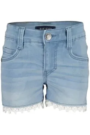 Blue Seven Bermudas Mädchen Jog Jeans Shorts mit weißer Spitze - Kurze Hose 5-Pocket-Stil blau 110