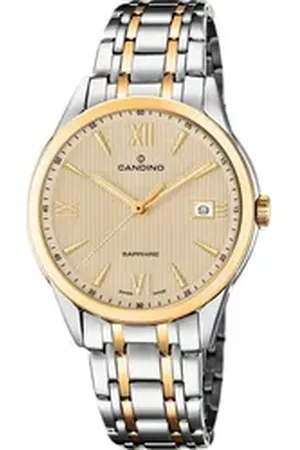 Candino Quarzuhr Herren Uhr Analog C4694/2, (Analoguhr), Herren Armbanduhr rund, Edelstahlarmband silber, gold, Elegant silberfarben