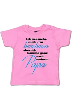 G-graphics T-Shirt Ich versuche mich zu benehmen, aber ich komme ganz nach meinem Papa Baby T-Shirt mit Spruch als Geschenk zum Vatertag rosa 18-24 Monate