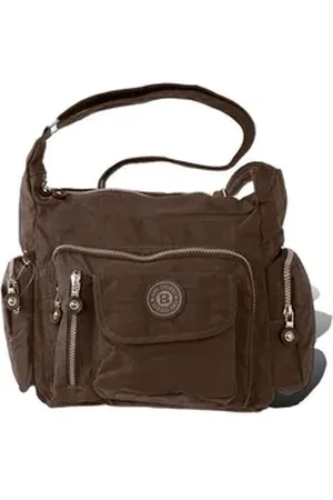 Bag Street Schultertasche Damenhandtasche Schultertasche (Schultertasche), Schultertasche Nylon, braun ca. 30cm x ca. 22cm braun