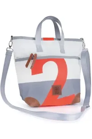 360 Grad 360Grad Schultertasche Schultertasche Deern Mini, recyceltes Segeltuch, Weiß-Grau, Zahl Orang weiß