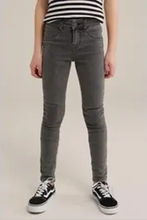 WE Fashion Skinny-fit-Jeans grau|grün 146