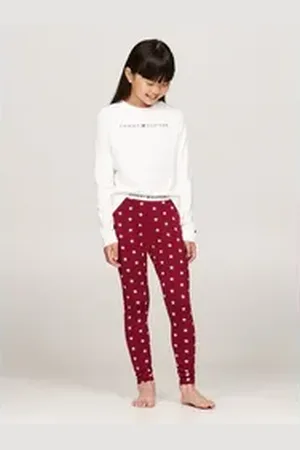 Tommy Hilfiger Underwear Pyjama LS PJ LEGGING PRINT SET für Kinder bis 16 Jahre rot 128/134