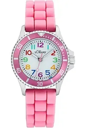 QS by s.Oliver Quarzuhr 2033505, Armbanduhr, Kinderuhr, Mädchenuhr, ideal auch als Geschenk rosa