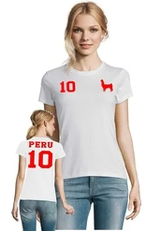 Blondie & Brownie T-Shirt Damen Peru Sport Trikot Fußball Weltmeister Meister WM Copa America rot|weiß 2XL