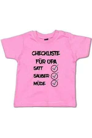 G-graphics T-Shirt Checkliste für Opa – Satt, sauber, müde Baby T-Shirt mit Spruch für/von Oma & Opa rosa 18-24 Monate