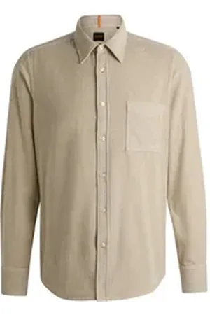 HUGO BOSS ORANGE Langarmhemd Relegant_6_M mit Logo-Stickerei beige|braun 6XL