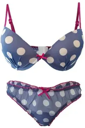 familytrends Set: Push-up-BH gepolsterter Bügel BH (mit String) mit hervorragender Passform blau 75