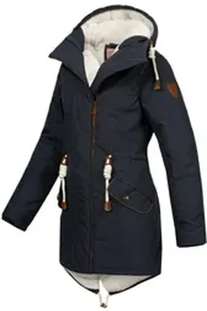Brave Soul Wintermantel Daisy für Damen, wind- und wasserabweisend blau XS