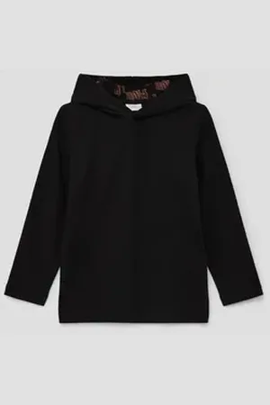 QS by s.Oliver Langarmshirt Longsleeve mit gefütterter Kapuze schwarz 116/122