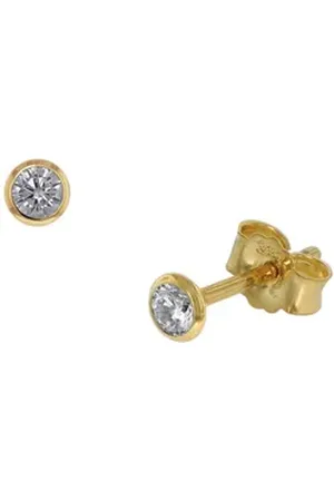 trendor Paar Ohrstecker Ohrstecker für und Herren 333 Gold Zirkonia 3,5 mm goldfarben