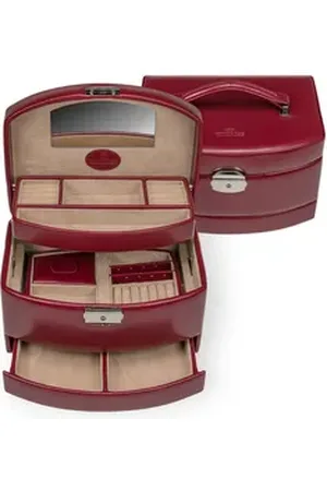 Windrose Schmuckkoffer Automatik mit Einsatz (Merino / Merino Moda) rot