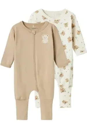NAME IT Schlafoverall NBNNIGHTSUIT 2P ZIP FF JET BEAR NOOS (Packung, 2-tlg) blau 86