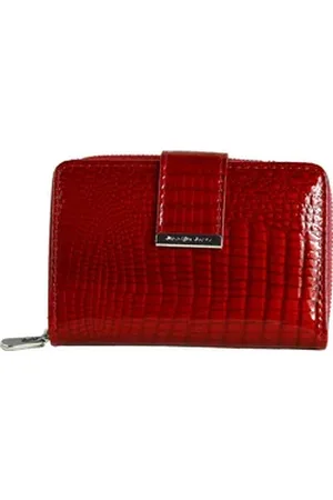 Jennifer Jones Geldbörse Damen Börse RFID Blocker (Portemonnaie, Portemonnaie), Damen Portemonnaie Echtleder Größe ca. 12cm, rot rot