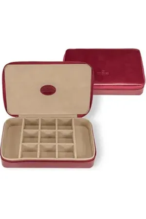 Windrose Schmuckkoffer Charmbox für die Reise (Merino) rot