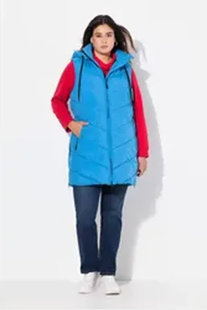 Ulla Popken Steppweste HYPRAR Long-Steppweste wasserabweisend blau 50/52