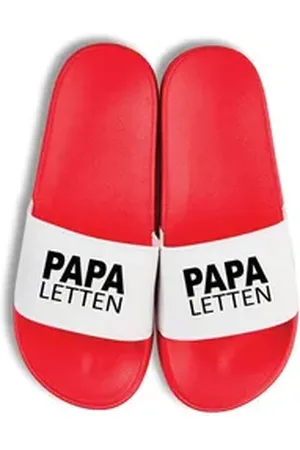 Youth Designz Herren Badelatschen "Papa Letten" Fun-Print lustig Geschenk Statement Badeschuh mit witzigen Aufdruck für Männer Väter Papa rot 46/47