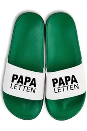 Youth Designz Herren Badelatschen "Papa Letten" Fun-Print lustig Geschenk Statement Badeschuh mit witzigen Aufdruck für Männer Väter Papa grün 38/39